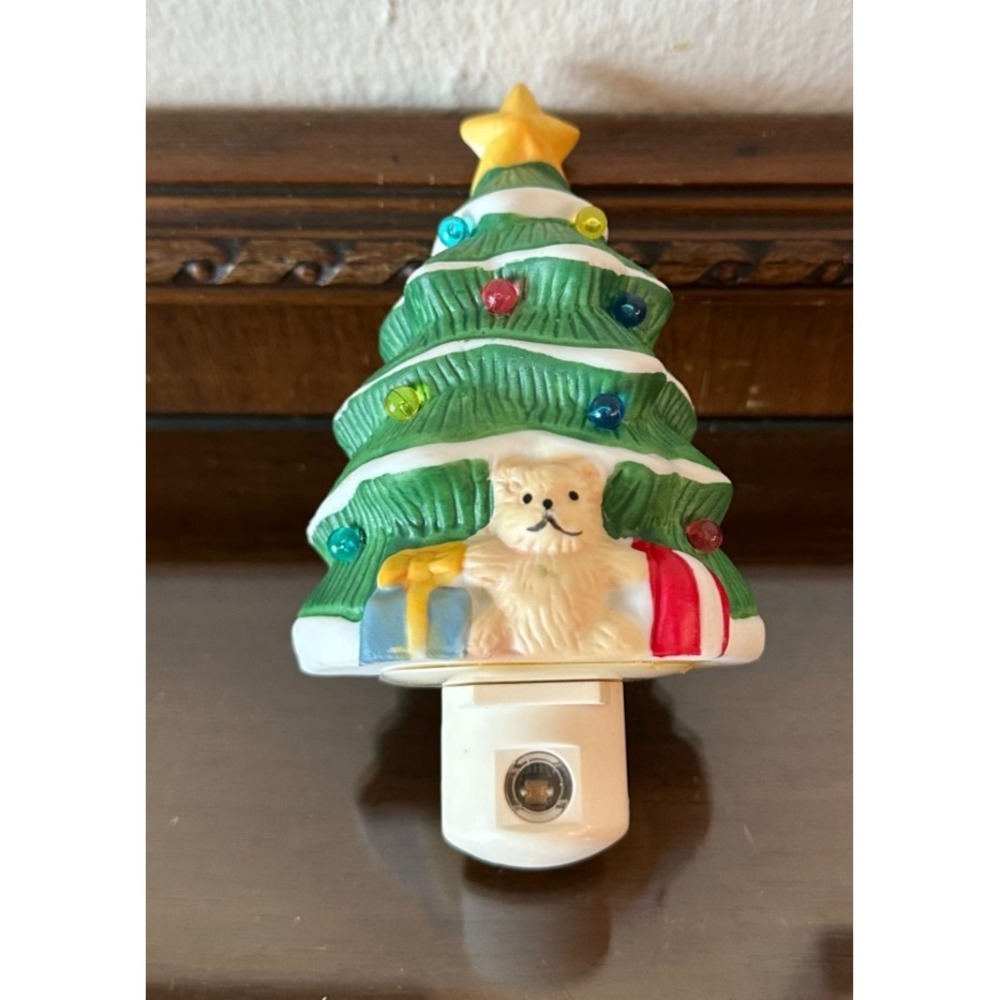 Vintage Prime Indoor Night light Christmas Tree Plug Decoration Teddy Bear WORKS